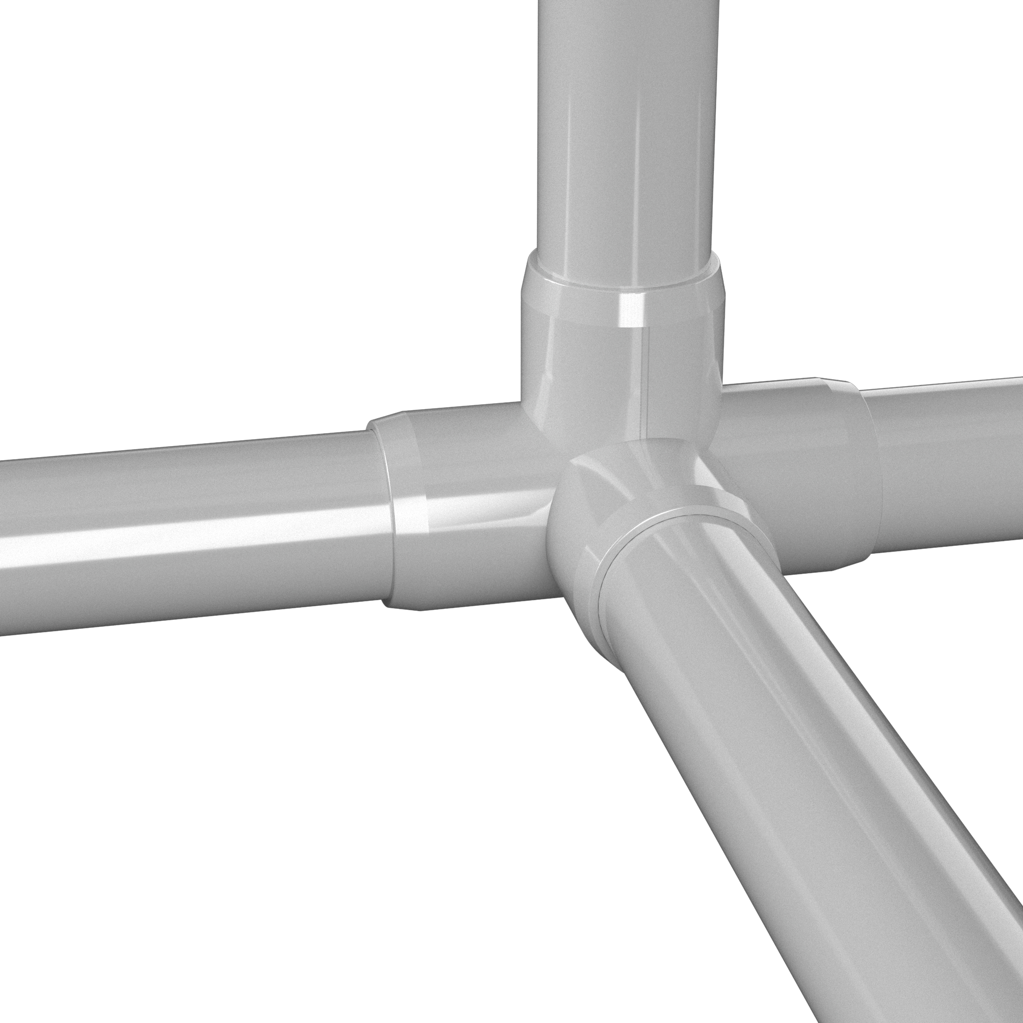 1/2" 4Way PVC Tee Fitting, Gray (10PK) FORMUFIT Furniture Grade, Made