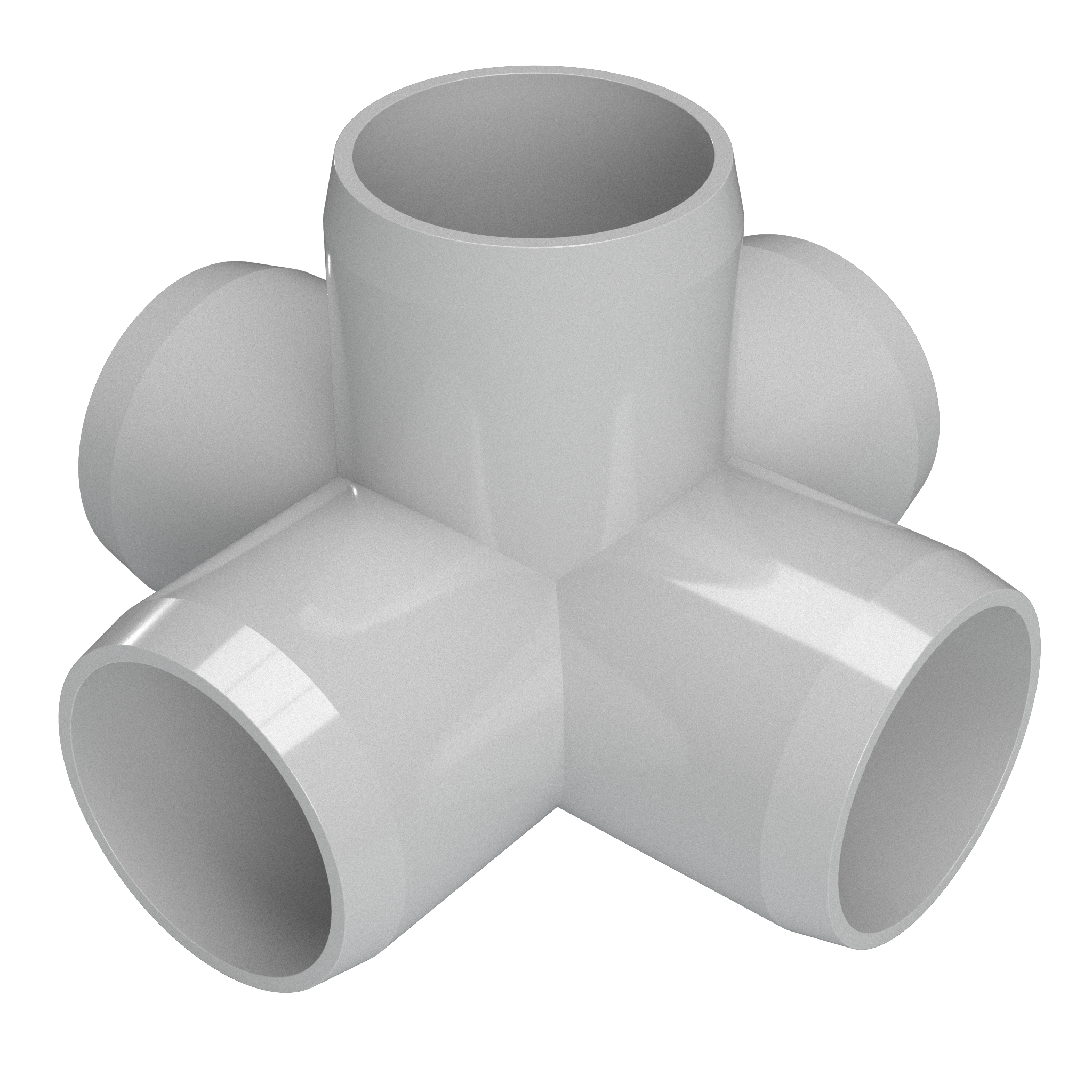 1/2" 5Way PVC Cross Fitting, Gray (10PK) FORMUFIT Furniture Grade
