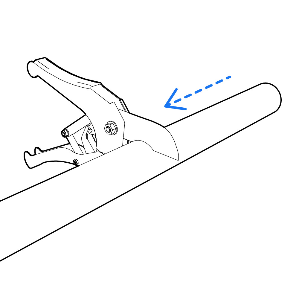 Place PVC Pipe Inside Ratcheting Cutter