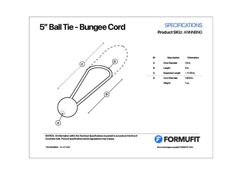 FORMUFIT Ball Ties Bungee Stretch Cords, 5 in. Long